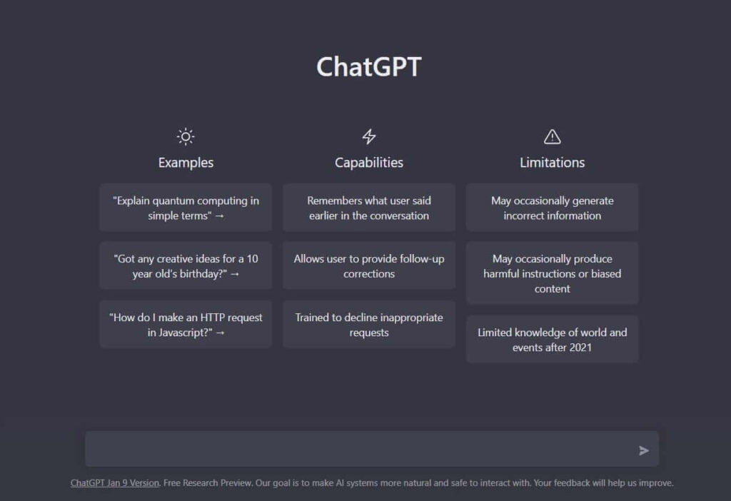 ChatGPT interface